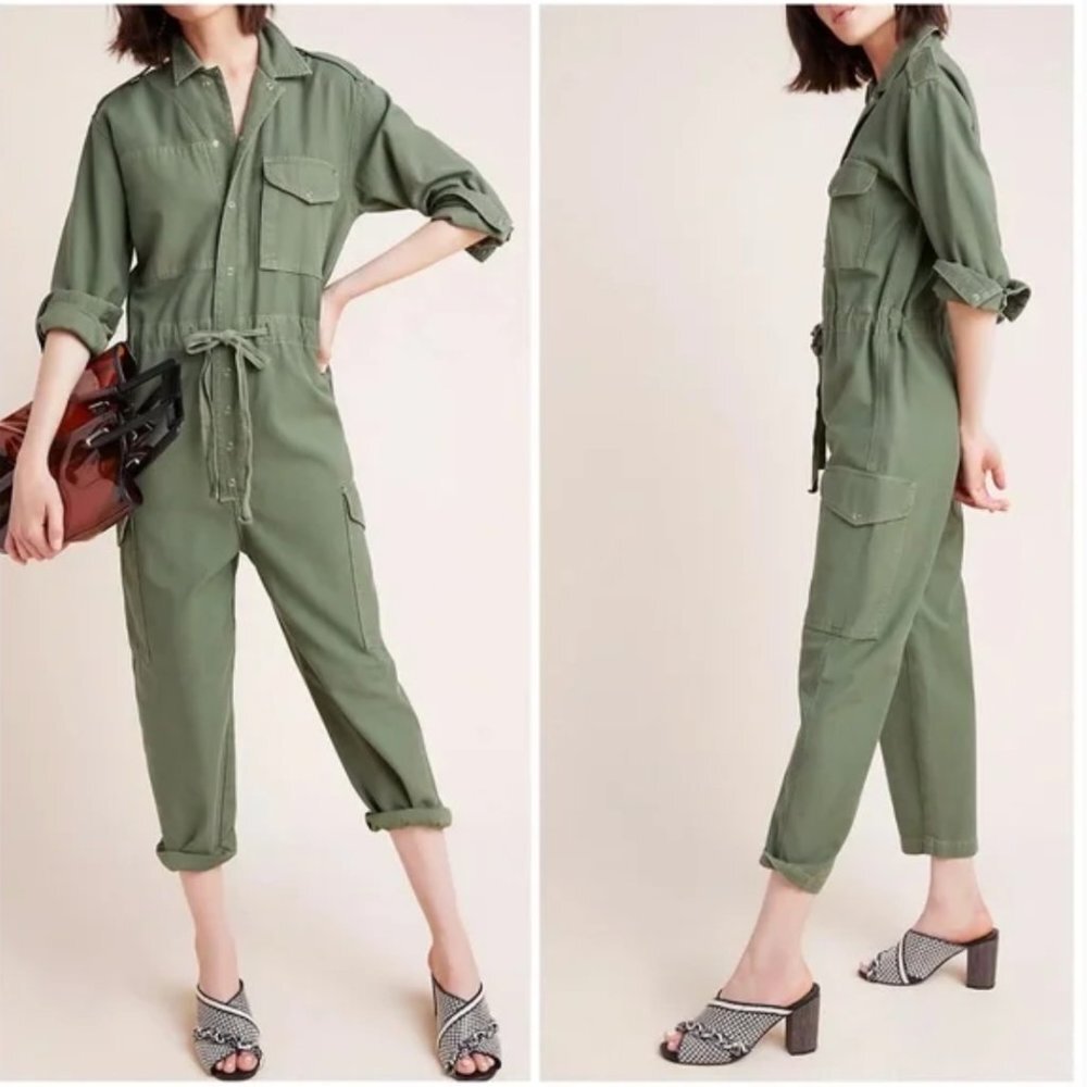 CITIZENS OF HUMANITY olive army green NOVA MED utility cargo jumpsuit NWOT $398 - Picture 3 of 12